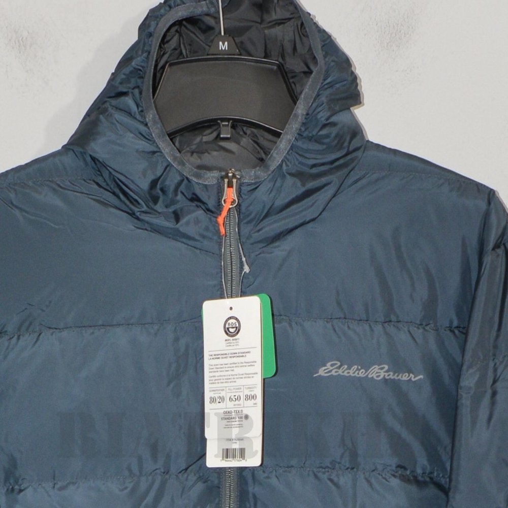 Eddie Bauer Men's Hooded Down Jacket, Gray - Picture 5 of 5